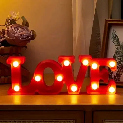Letrero luminoso LOVE rojo