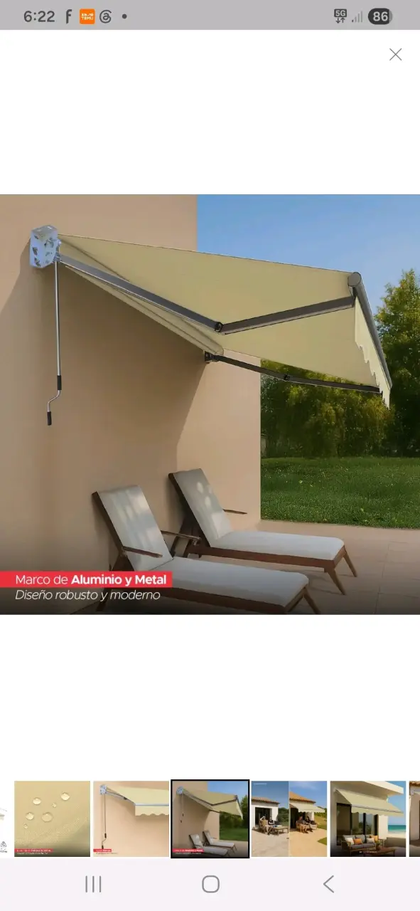 Toldo retráctil beige 3x2.5m - 4