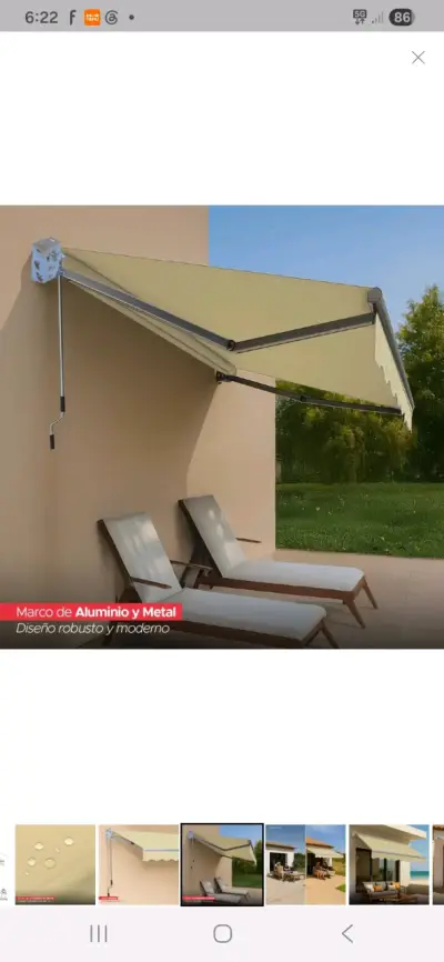Toldo retráctil beige 3x2.5m - miniatura 4