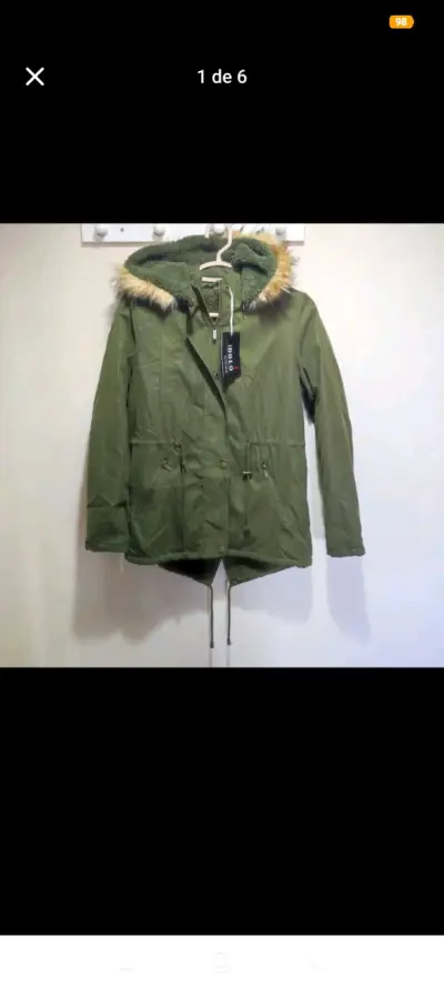 Parka/ Chaqueta con Capucha color Verde Talla16 - miniatura 1