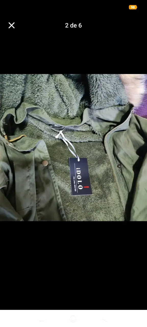 Parka/ Chaqueta con Capucha color Verde Talla16 - 2