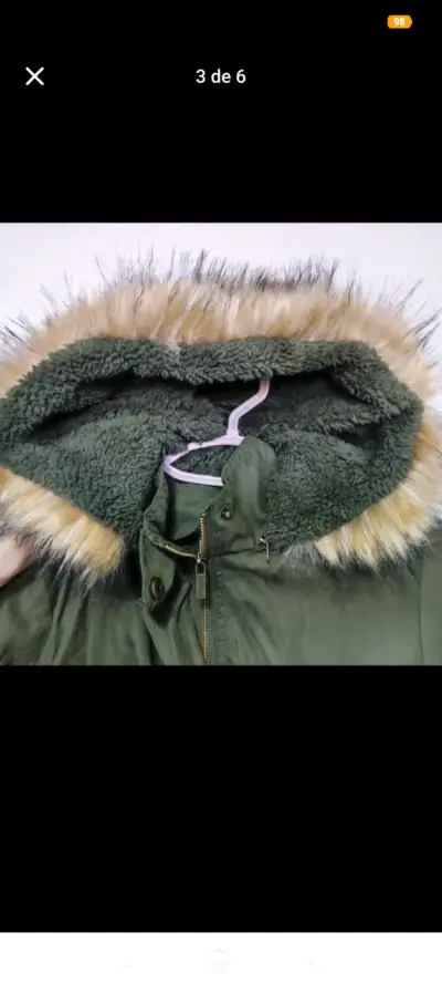 Parka/ Chaqueta con Capucha color Verde Talla16 - miniatura 3