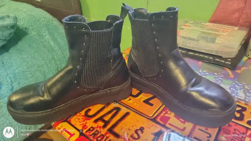 Botines de cuero negro colloky n32 - 2