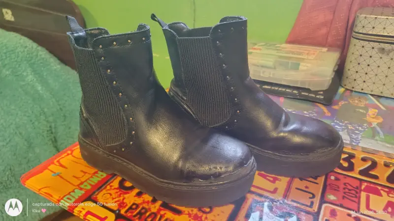 Botines de cuero negro colloky n32 - 5