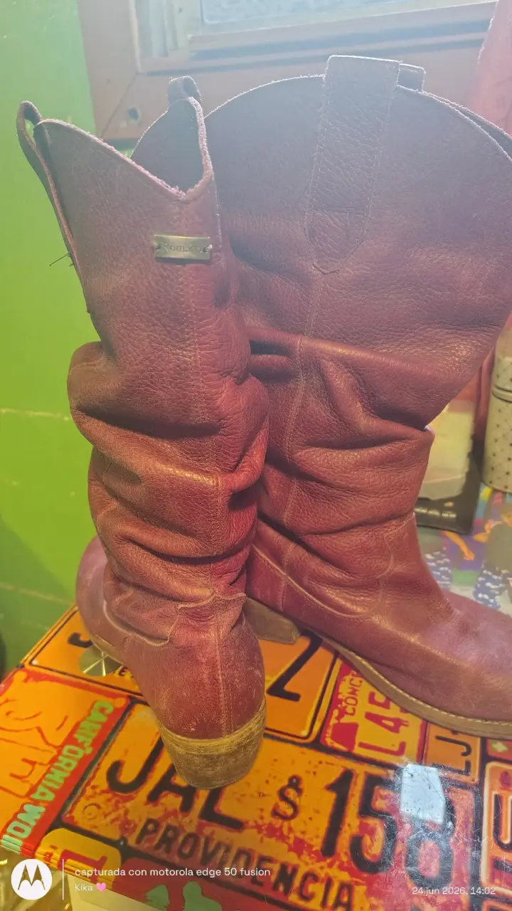 Botas cuero vaqueras conchevino usadas n39 - 3