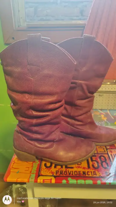 Botas cuero vaqueras conchevino usadas n39 - miniatura 4