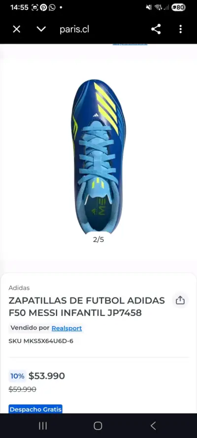 Zapatillas de fútbol Adidas infantiles - miniatura 1