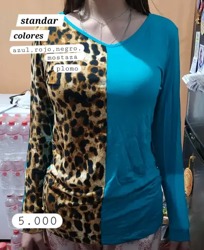 Polera bicolor estampada - miniatura 1