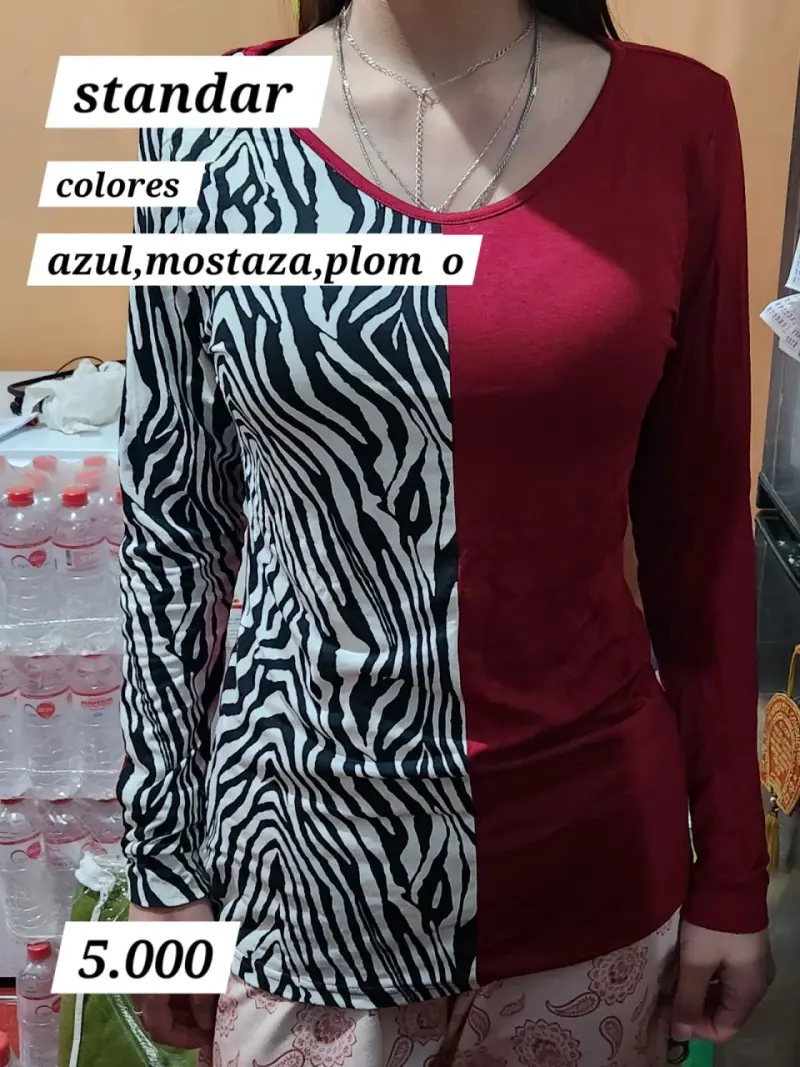 Polera bicolor estampada - 2