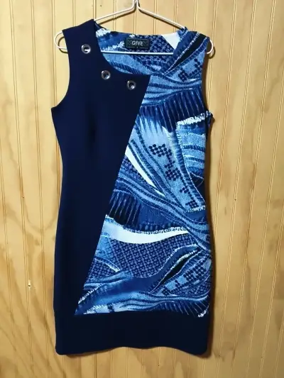 Vestido azul estampado - miniatura 1
