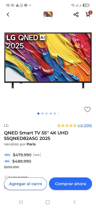 Smart tv LG Qned 4k UHD 55" vision Ai año 2026✨️ - miniatura 1