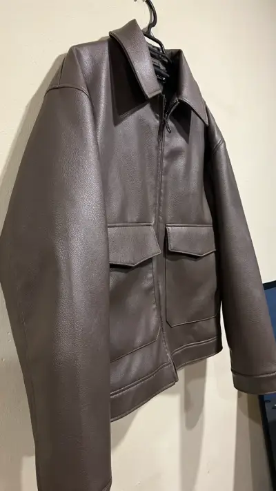 Chaqueta de cuero café Zara - miniatura 3