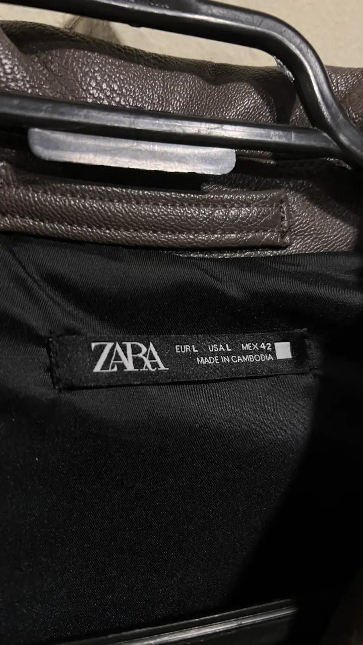 Chaqueta de cuero café Zara - 5