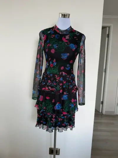 Vestido floral negro S Desigual - miniatura 1
