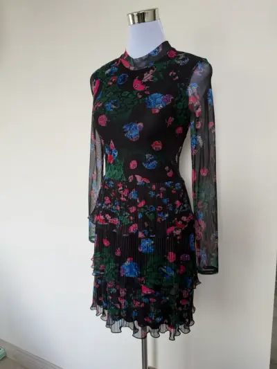 Vestido floral negro S Desigual - miniatura 2