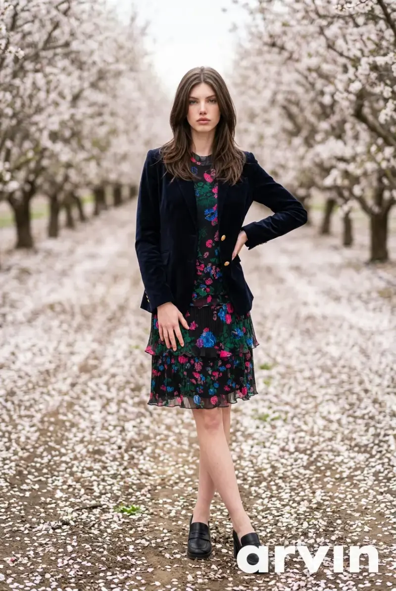 Vestido floral negro S Desigual - 3