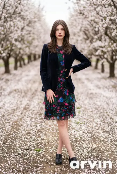 Vestido floral negro S Desigual - miniatura 3
