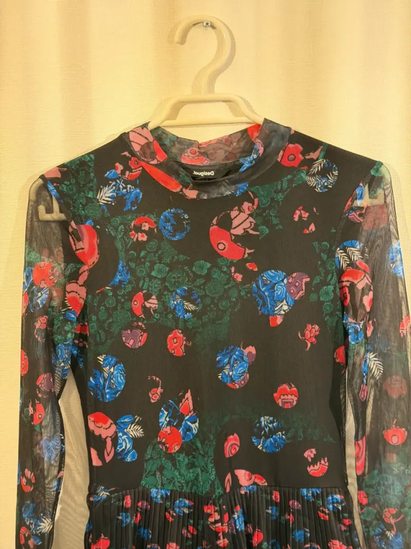 Vestido floral negro S Desigual - 5