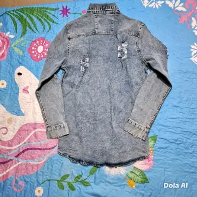 Camisa denim gris desgastada - miniatura 2