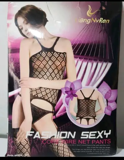 Conjunto malla red negro sexy - miniatura 1
