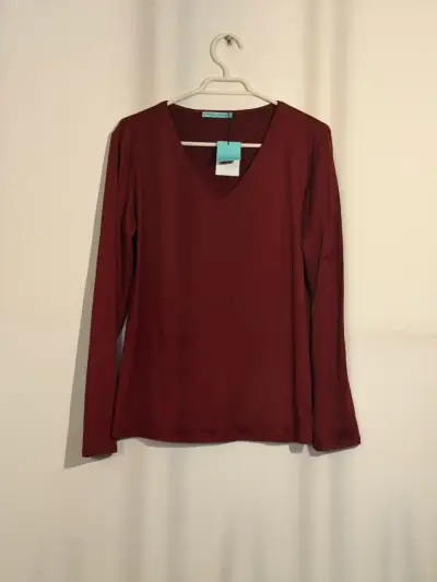 Polera burdeo manga larga franca fortuna - miniatura 1