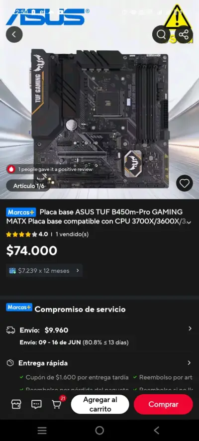Placa madre b450m TUF GAMING PRO + Athlon 3000g - miniatura 3