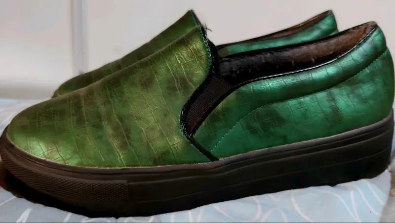 Zapatillas slip-on verdes metálicas - 3