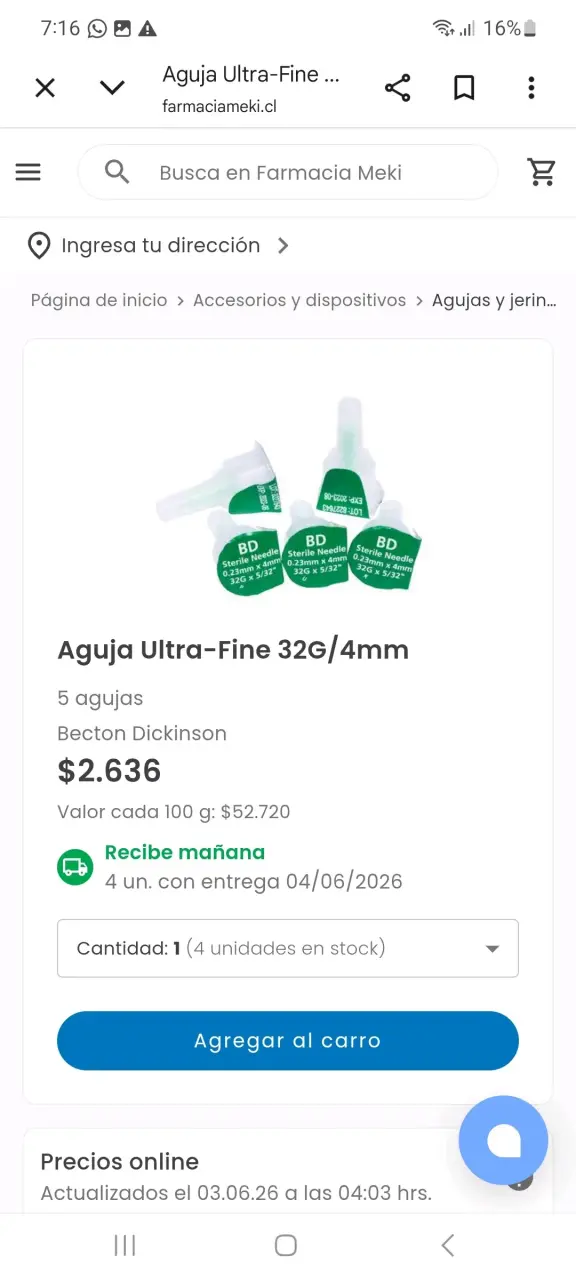 Insulina tijou con agujas - 1