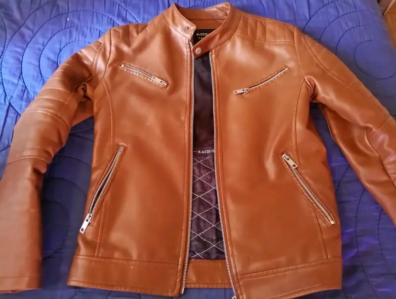 Chaqueta de cuero marrón - 1