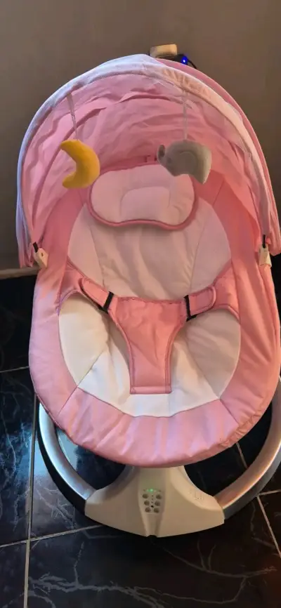Silla mecedora para bebé rosa - miniatura 1