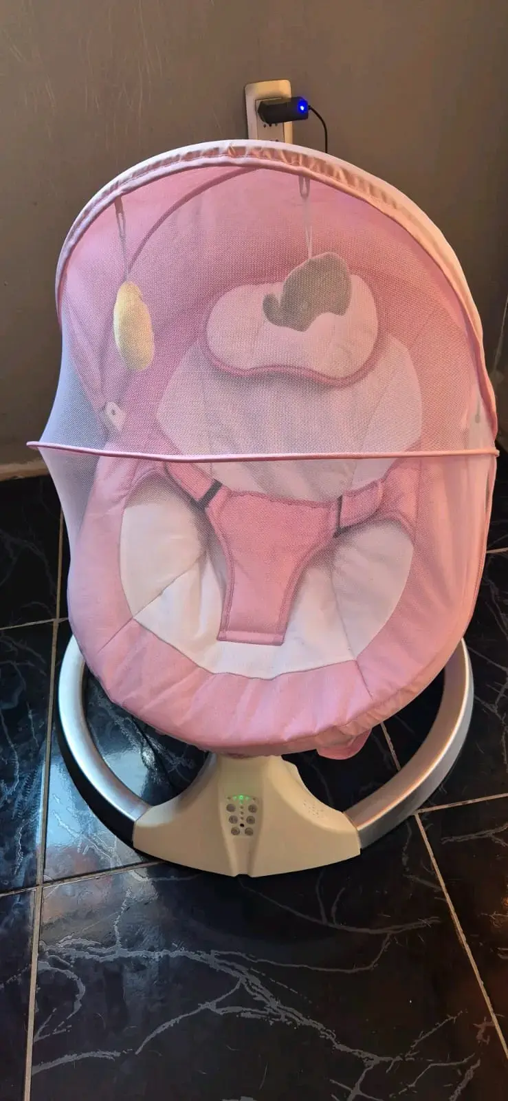 Silla mecedora para bebé rosa - 3