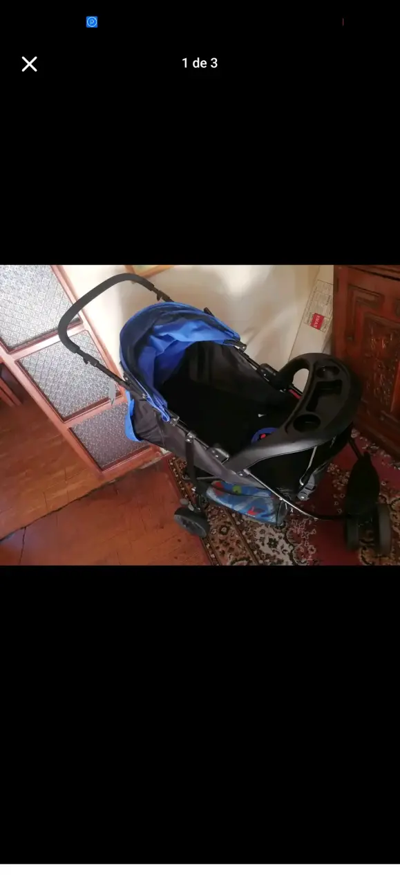Coche de bebé azul y negro - 3