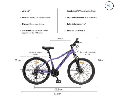 Bicicleta Mountain Bike Cruise Aro 26" 21 Vel Muje - miniatura 6