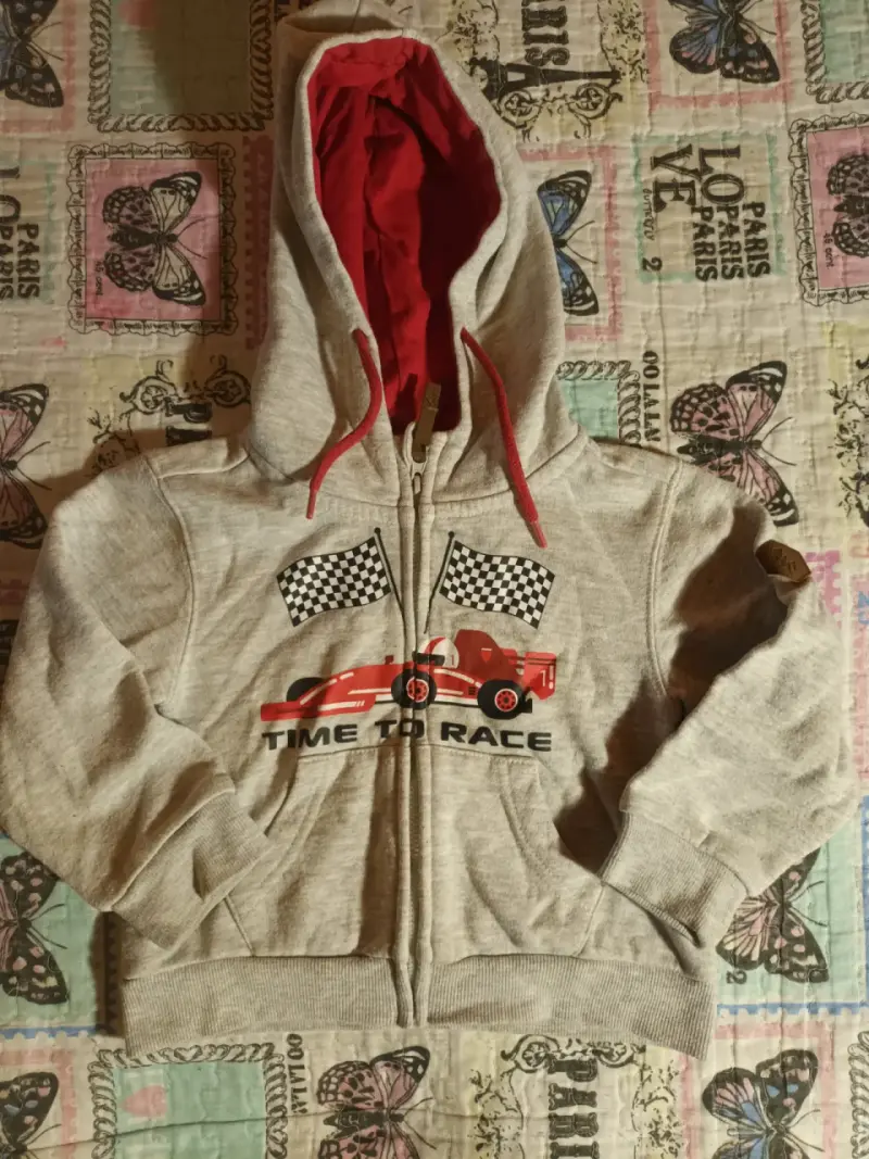 Polerón infantil gris con capucha - 1
