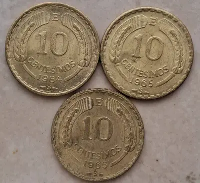 MonedasChile 10 centésimos 1964-65 y 66 - miniatura 1