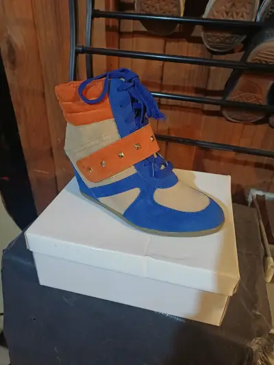 Zapatillas altas azul y naranja - miniatura 1