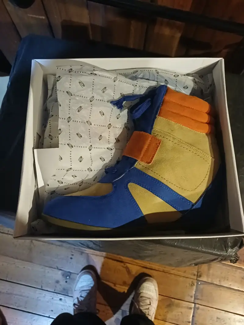 Zapatillas altas azul y naranja - 2