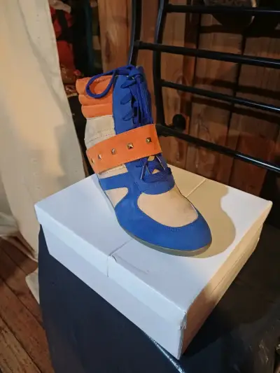 Zapatillas altas azul y naranja - miniatura 3
