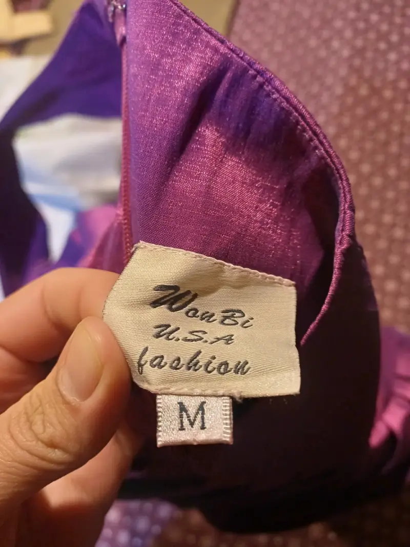 Vestido morado un hombro brillante - 3
