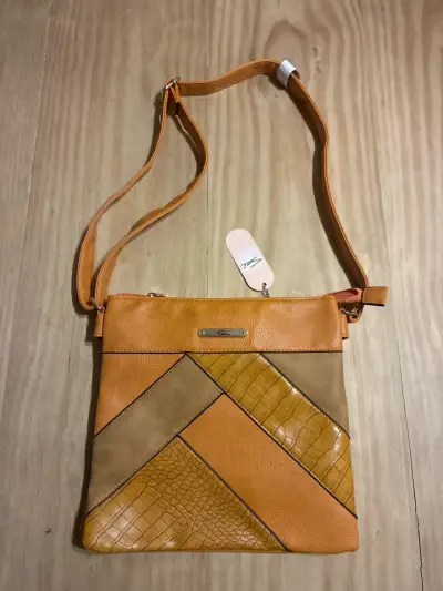 Cartera cruzada de cuero patchwork - miniatura 1