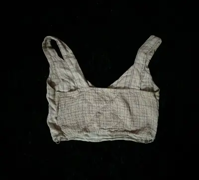 Top corto a cuadros beige - miniatura 2