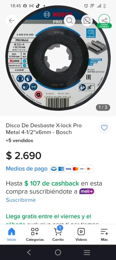 Disco de corte Bosch 230mm - miniatura 4