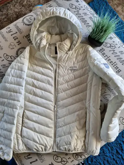 Parka acolchada blanca/hoodie - miniatura 1