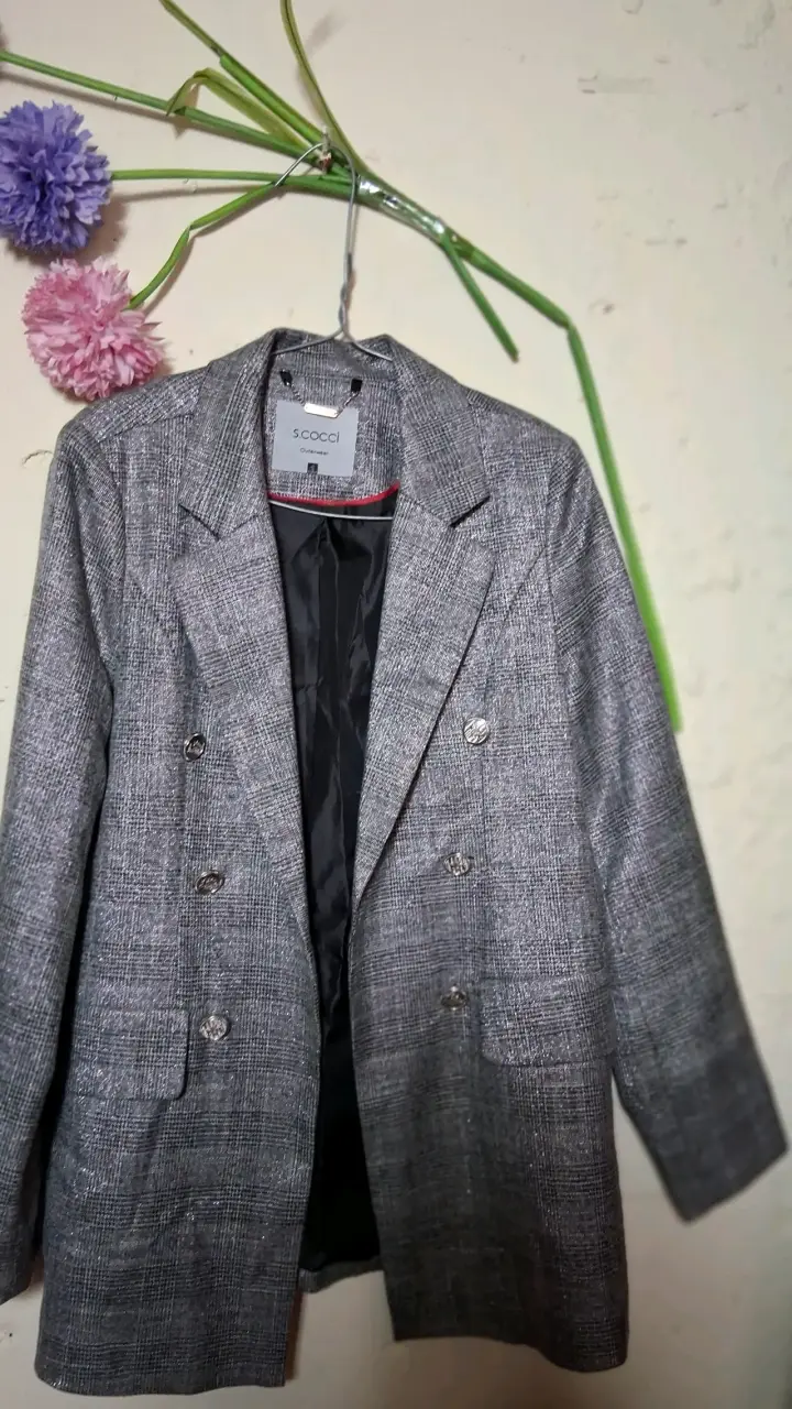 Blazer a cuadros gris - 4