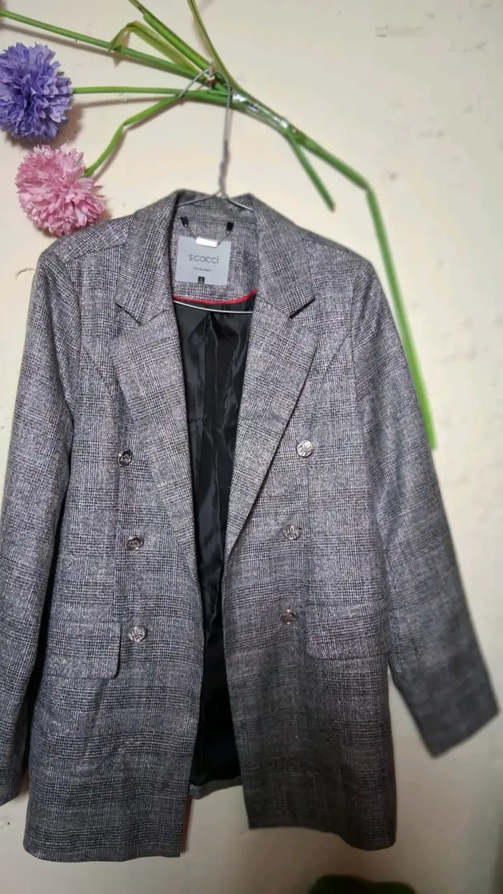 Blazer a cuadros gris - 6
