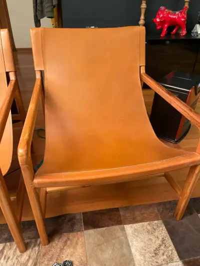 Silla de cuero caramel - miniatura 1