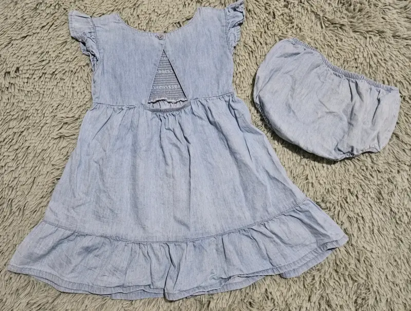 Vestido y bloomer infantil azul - 2