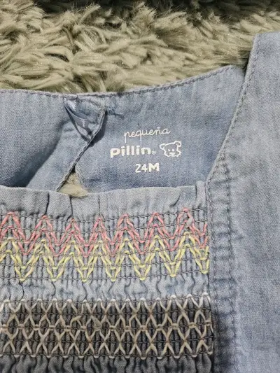 Vestido y bloomer infantil azul - miniatura 3