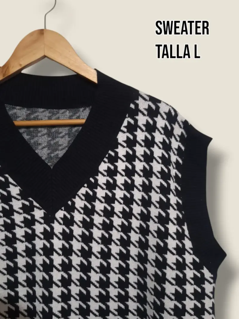 Sweater sin mangas, blanco y negro - 2