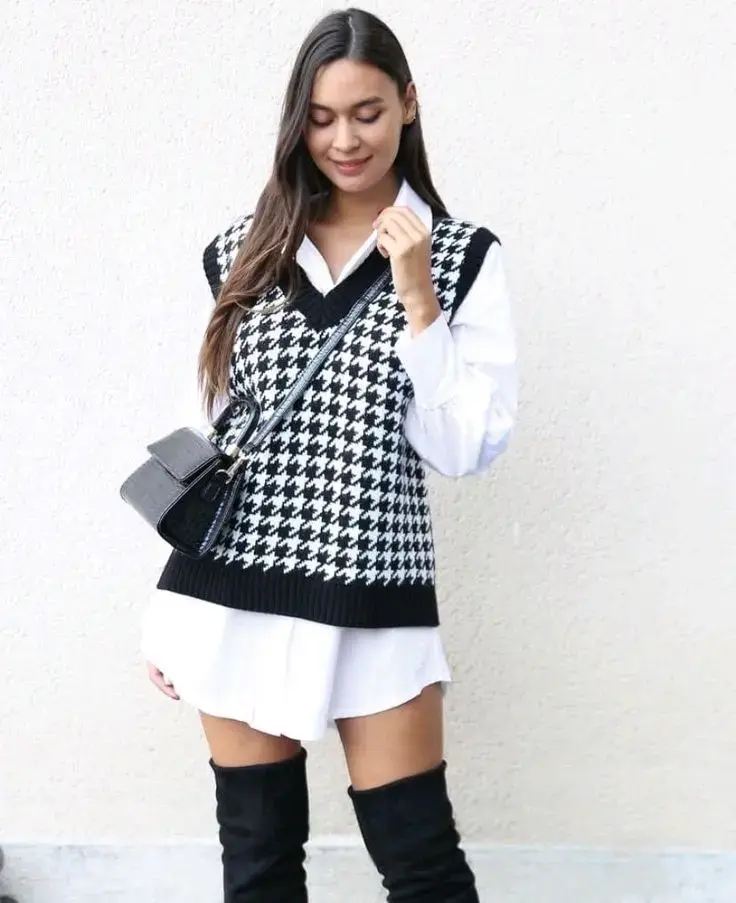 Sweater sin mangas, blanco y negro - 3